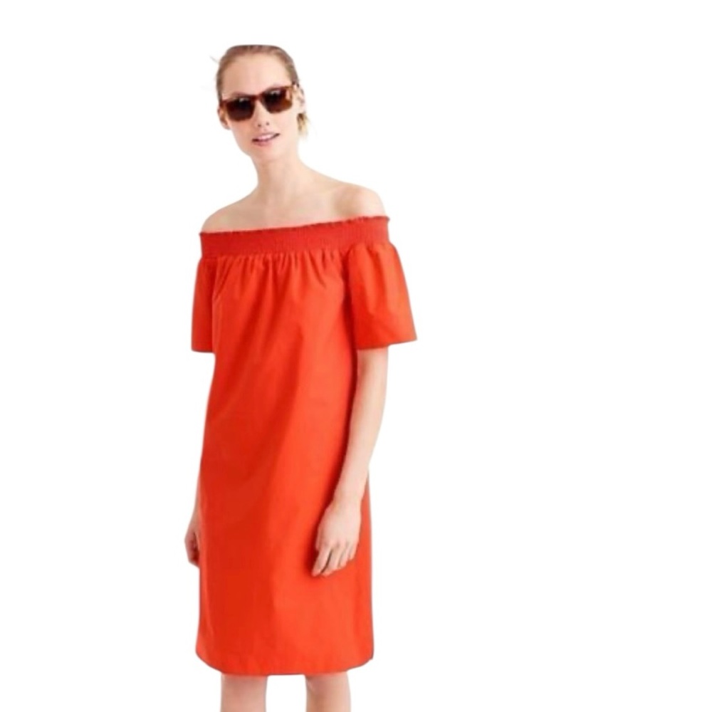 NWT J Crew Off-Shoulder Orange Dress